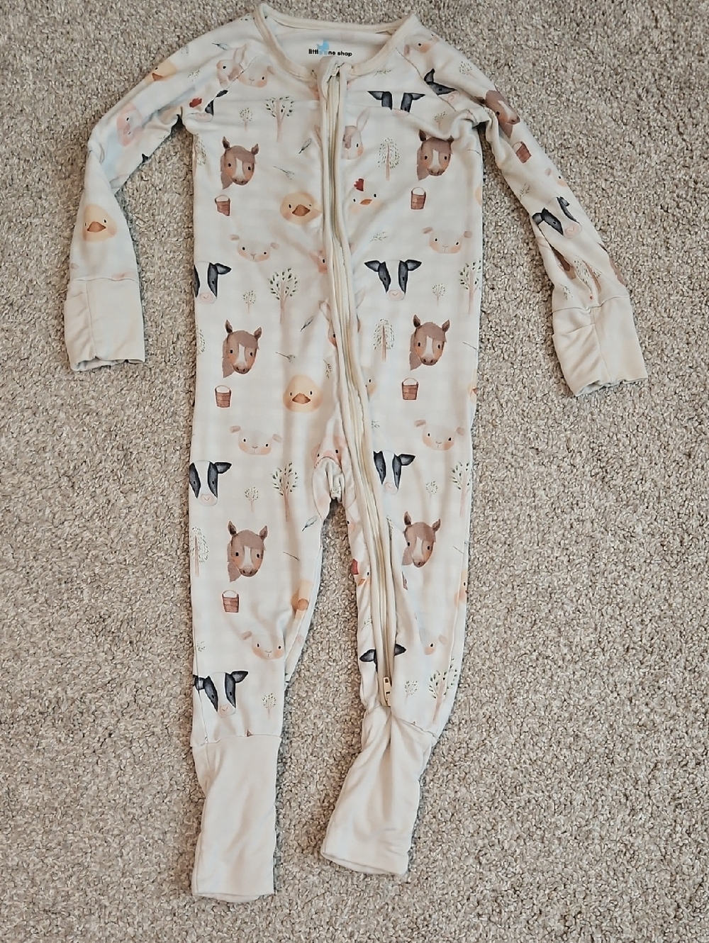 Little One Shop Bamboo Farm Animal Zip Sleeper 12-18M